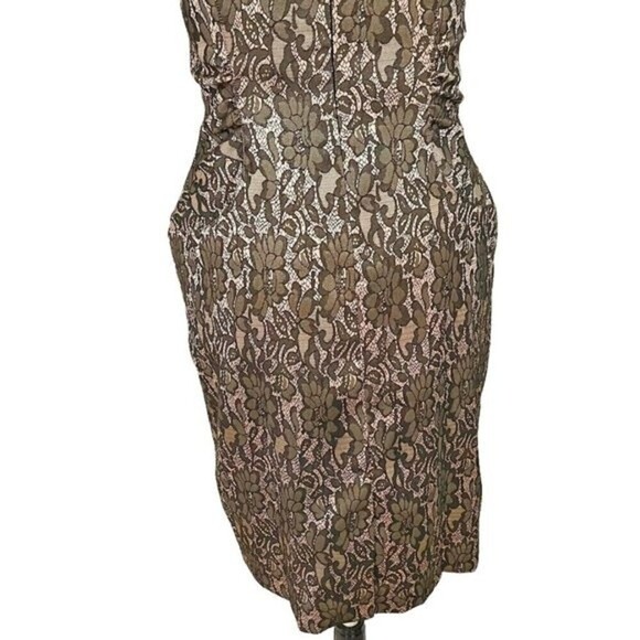 Ann Taylor Petite Embroidered Ruched Floral Party Cocktail Lined Dress - Picture 11 of 14